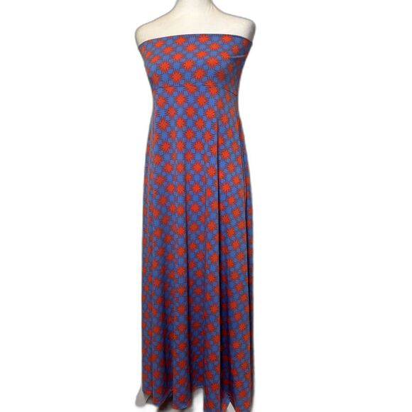 LuLaRoe Blue Orange Pattern Long Boho Maxi Skirt Comfy Womens Style NWOT - Picture 1 of 7
